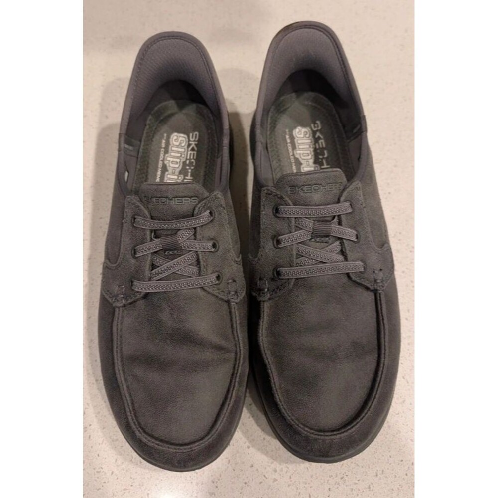 Women's Skechers Slip-Ins Charcoal Gray Boat Shoes Excellent 8.5